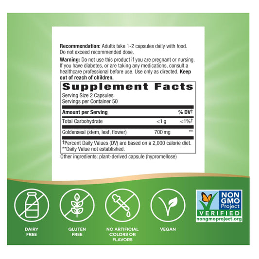 LowCostPH| Nature's Way, Goldenseal Herb, 700 mg, 100 Vegan Capsules (350 mg Per Capsule)