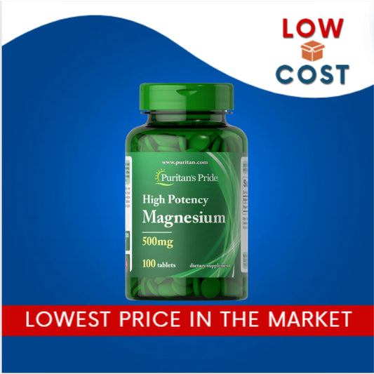 LowCost PH| Puritan's Pride High Potency Magnesium Tablets, 500 mg, 100 Count