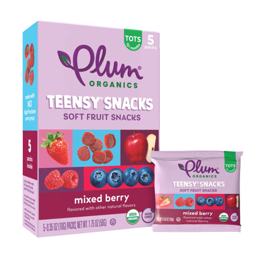 Lowcostph |Plum Organics, Teensy Soft Fruit Snacks, Tots, Berry, Peach, 5 Packs, 0.35 oz (10 g) Each