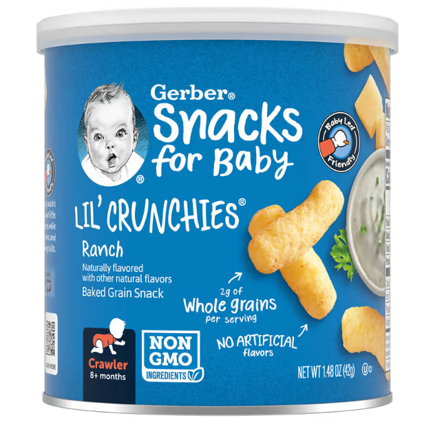 LittleSunshine | Gerbers, Snacks for Baby, Lil' Crunchies, Baked Grain Snack, Wheels 8+Months,(42 g)