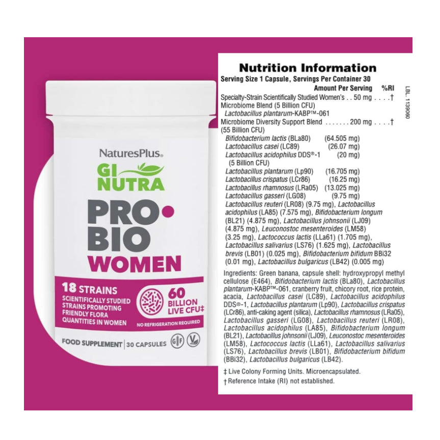 LowCostPh | NaturesPlus, GI Natural Probiotic Mega, 120 Billion CFU, Men, Women,60 Billion, Kids,