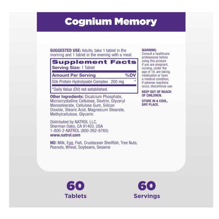LowCostPH| Na Trol,Cognium Memory, Extra Strength, 200 mg, 60 Tablets