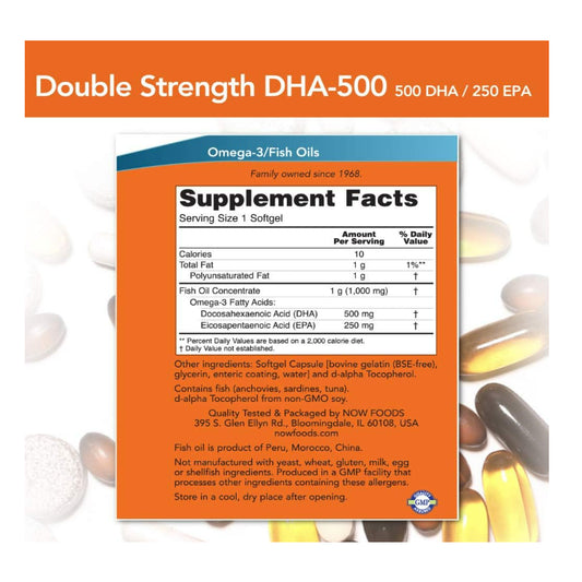 LowCostPH | Now, DHA-500/EPA-250, Double Strength, 180 Softgels Double Strength500 DHA EPA