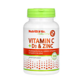 LowCostPh | NutriBiotic, Immunity, Vitamin C + D3 & Zinc, 250 Capsules| SodiumAscorbate