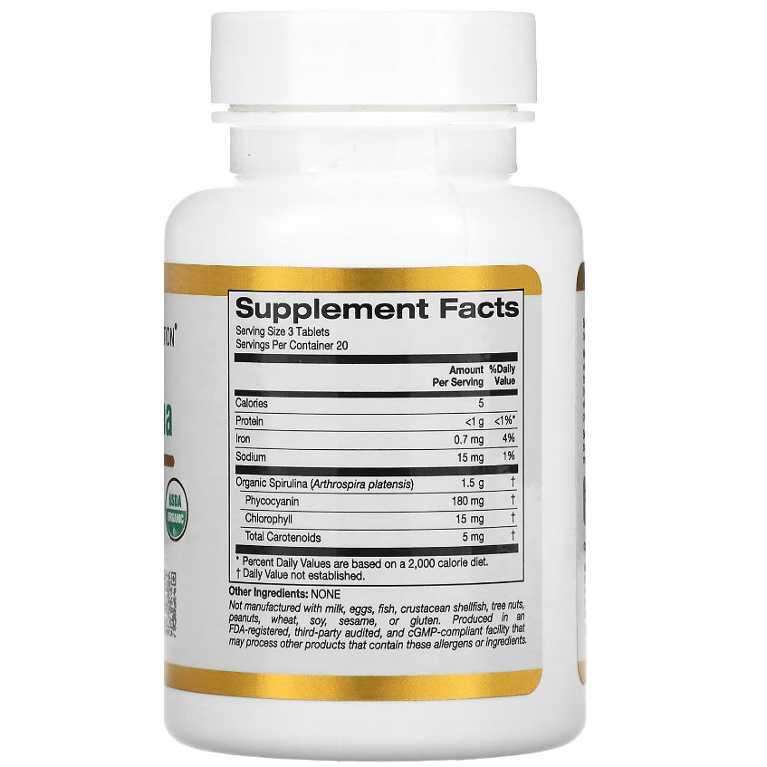 LowCostPH| California Gold Nutrition, Organic Spirulina, 1,500 mg, 60 Tablets (500 mg per Tablet)