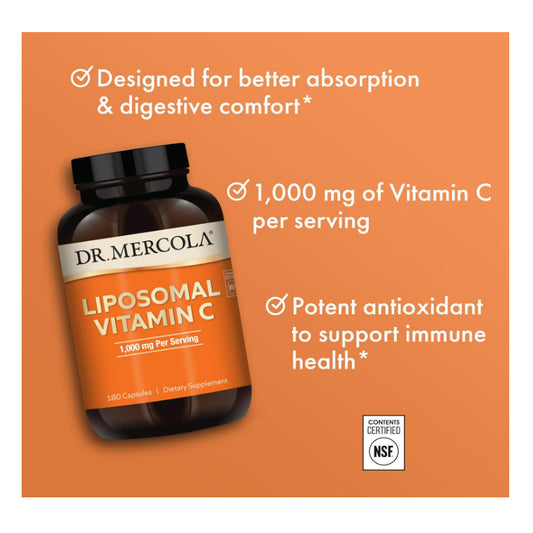 LowCostPH| Dr. Mercola, Liposomal Vitamin C, 500 mg, Anti-Oxidant & Immune Support