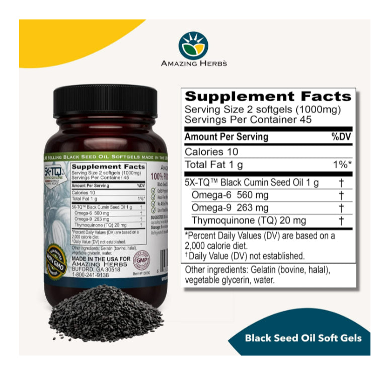 Low Cost PH | Amazing Herbs Black Seed, 500 mg, Support for Respiratory Digestive & Immune System