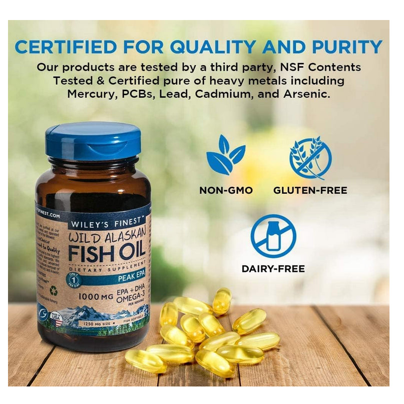Lowcostph | Wiley's Finest, Wild Alaskan Fish Oil, Peak EPA, 1,250 mg, 120 Fish Softgels
