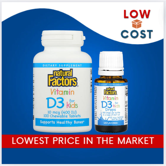 LowCost PH| Natural Factors, Vitamin D3 400 IU, Supports Strong Bones, Teeth and Immune Function.