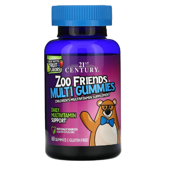 LowCostPh | 21st Century, Zoo Friends with Extra C, Orange, Multi Gummies Plus Extra C, 60 Gummies