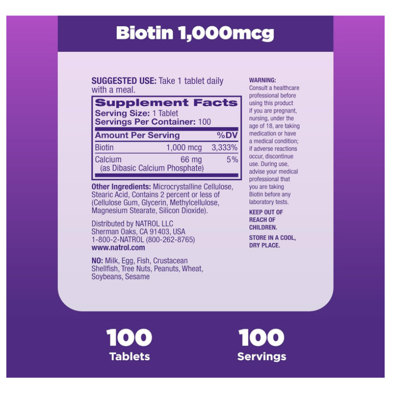 LowCostPh | Na trol, Biotin, 1,000 mcg, 100 Tablets