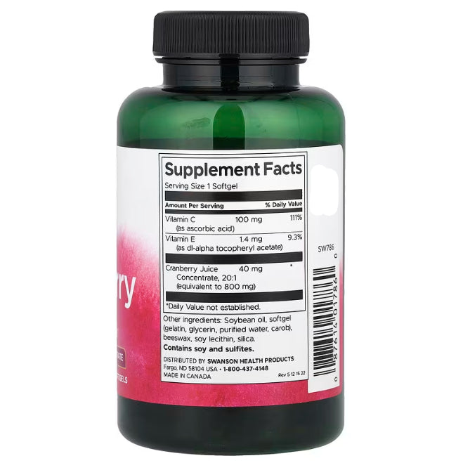 Swanson Ph | Swanson, Cranberry, Cran Max, Whole Fruit, Softgels, For Healthy Urinary Tract Function