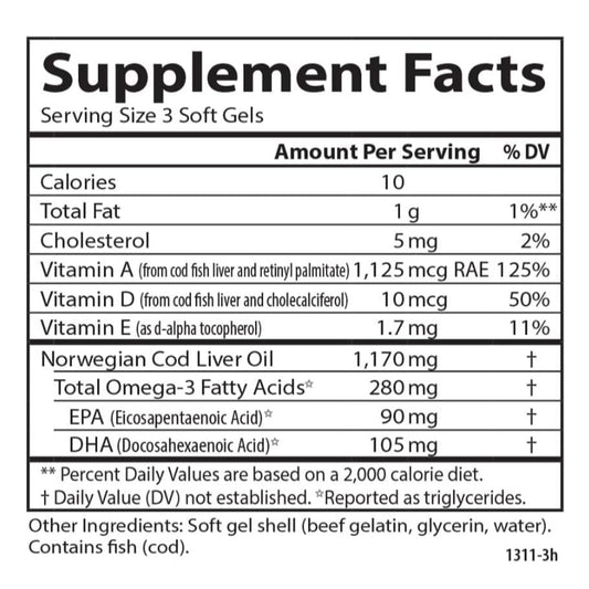 LowCostPH | Carlson, Wild Norwegian, Cod Liver Oil Gems, 1,000 mg, Softgels, Liquid Lemon500ml
