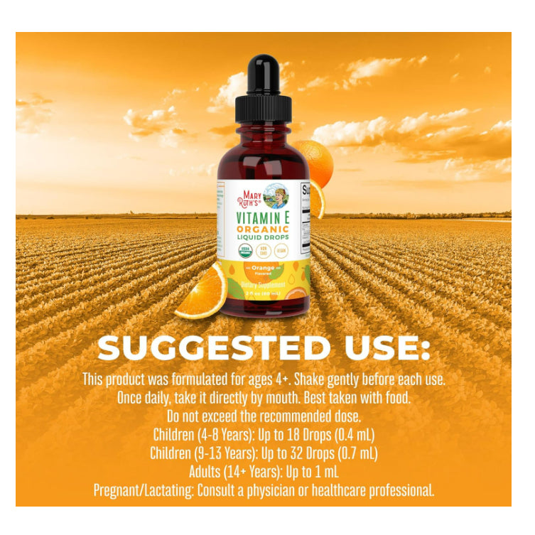 LowCostPH| MaryRuth's, Organic Vitamin E Liquid Drops, Orange, 2 fl oz (60 ml) 4years +