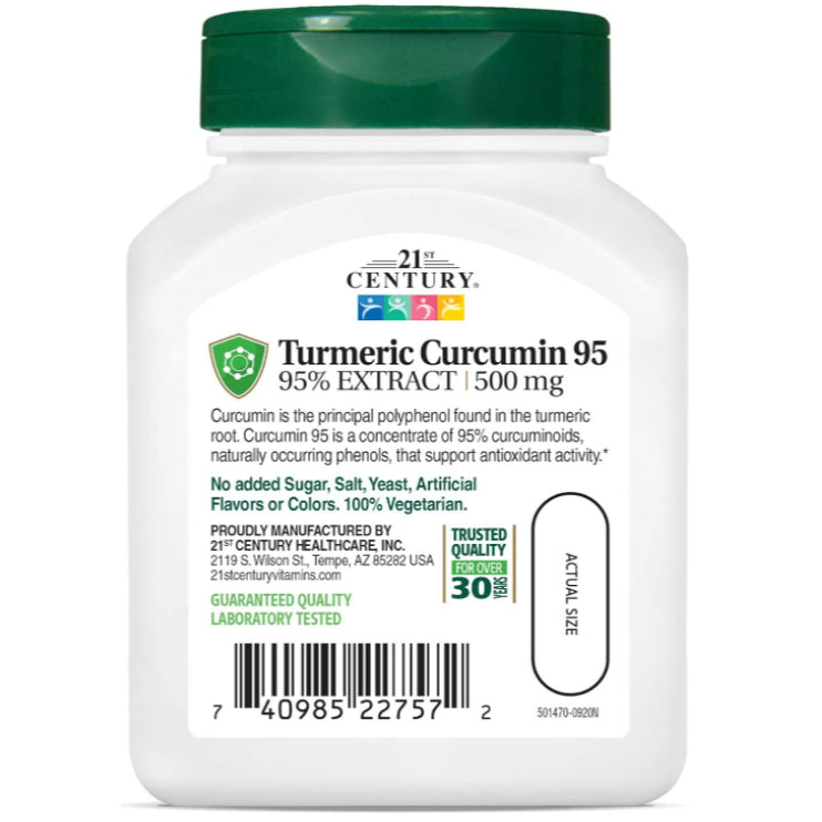 LowCostPH| 21st Century, Curcumin 95, 500 mg, 45 Vegetarian Capsules