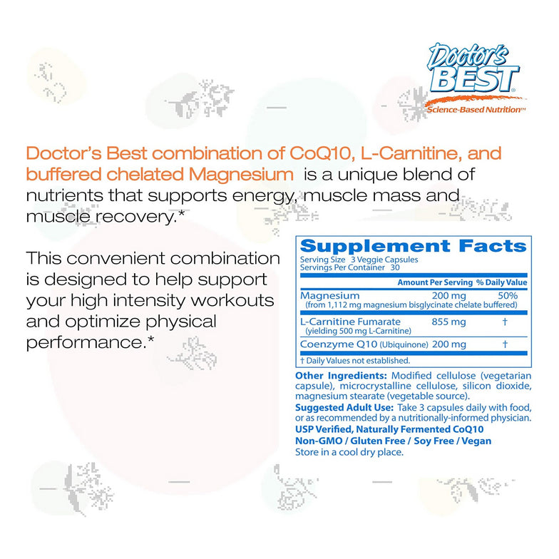LowCost PH| Doctor's Best Coq10/l-Carnitine/Magnesium Unique Blend, Supports Energy, Muscle Mass