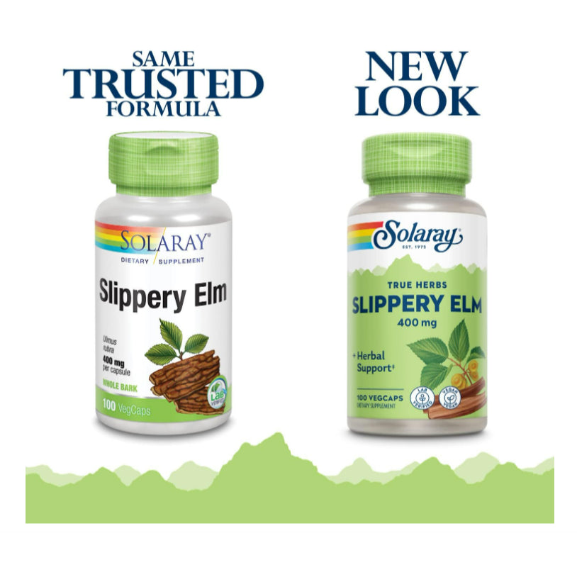 LowCostPh | SOLARAY Slippery Elm Bark Capsules (Ulmus Rubra) 400 mg - Soothing Herbal Support