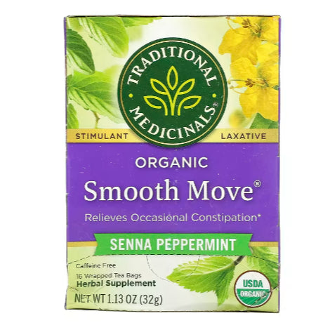 USAOnhand| Traditional Medicinals, Organic Smooth Move, Senna Chamomile, Caffeine Free, 16 Wrapped T