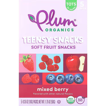 LittleSunshine | Plum Organics, Teensy Soft Fruits Snacks, Tots, Peach/Mixed Berry 5 Packs, 0.35 oz