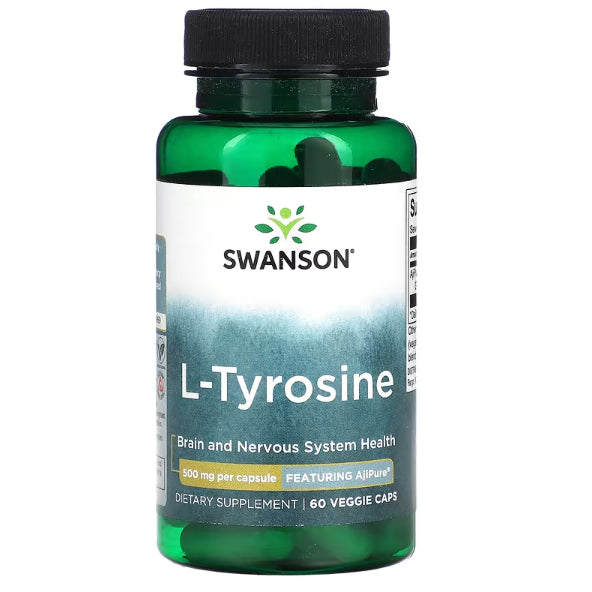 Swanson Ph | Swanson, L-Tyrosine, 500 mg, 100 Capsules. Stress Support, Dietary Supplement