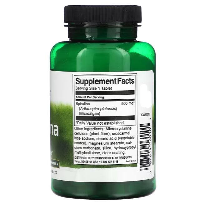 Swanson Ph | Swanson, Spirulina, 500 mg, 180 Tablets. Antioxidant Support Supports Toxin Removal