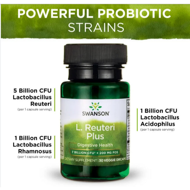 Swanson Ph | Swanson, L. Reuteri Plus, 30 Veggie EMBO Caps AP. Digestive HealthVegetarian