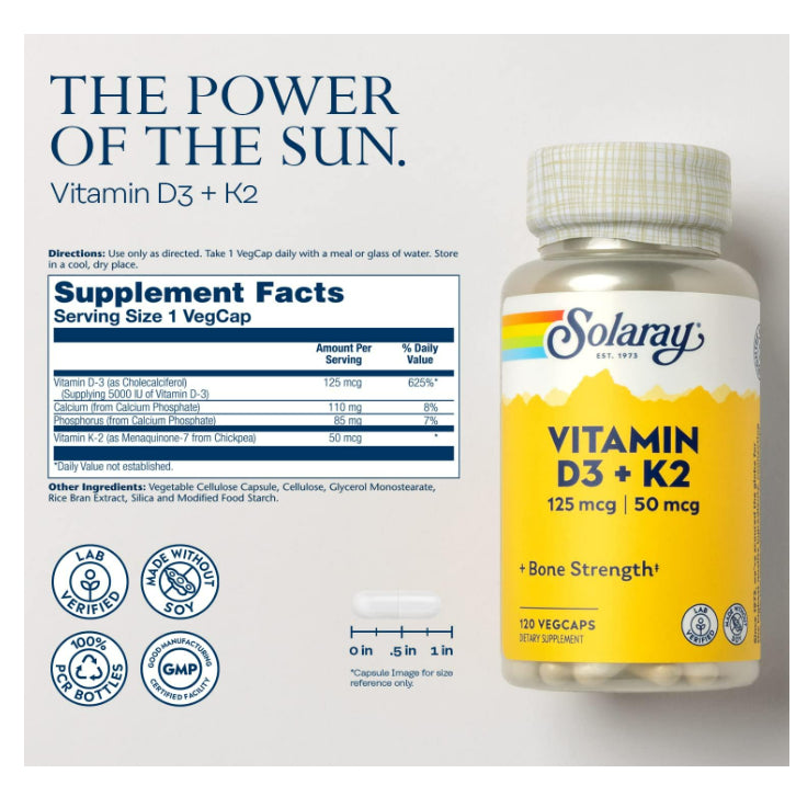 LowCostPh | NOW Foods, Sports Research, Solaray, Vitamin D3+K2, Supports Bone & Immune Health 120ct