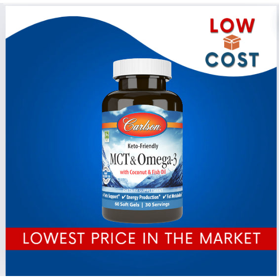 LowCostPH| Carlson, MCT & Omega-3 With Coconut & Fish Oil, 60 Soft Gels