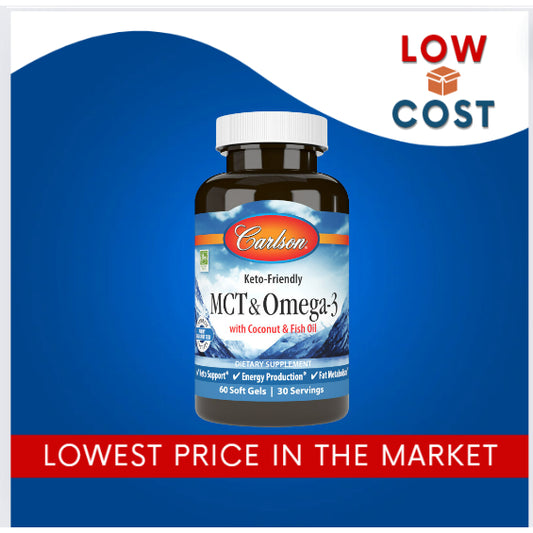 LowCostPH| Carlson, MCT & Omega-3 With Coconut & Fish Oil, 60 Soft Gels