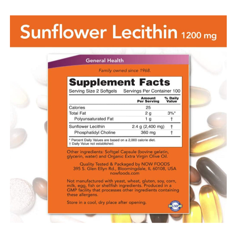 LowCostPH| NOW Foods, Sunflower Lecithin, 1,200 mg, & Liquid Lecithin Phosphatidyl Choline