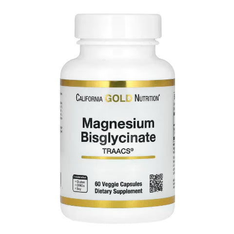 LowCostPh | California Gold Nutrition, Magnesium Bisglycinate, Albion TRAACS®, 100 mg, 60 Veggie Cap