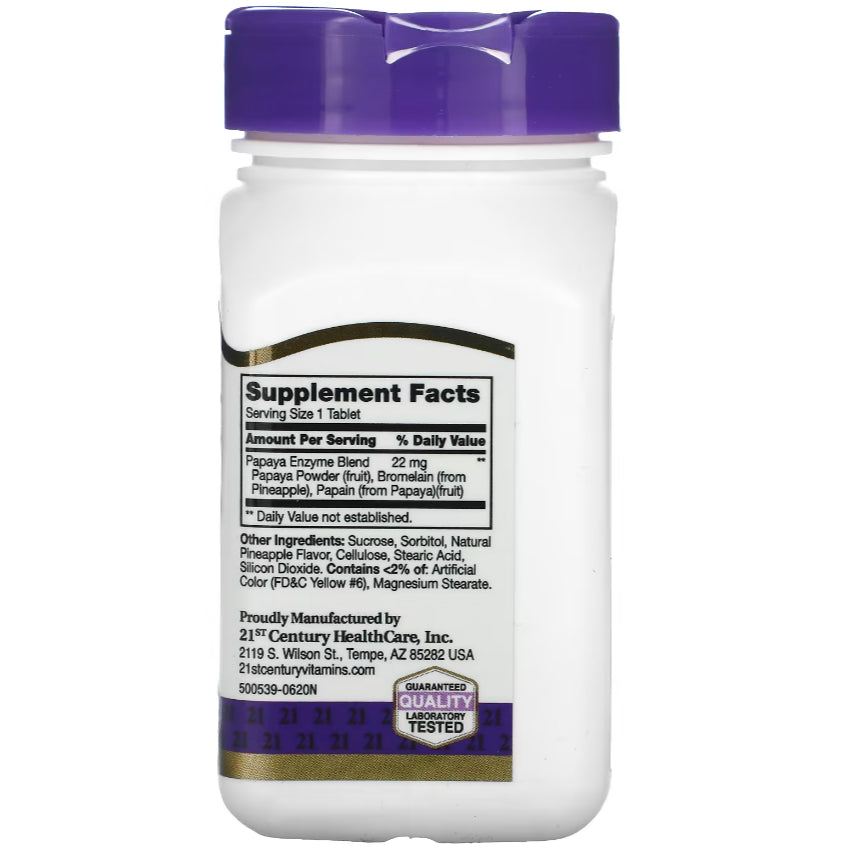 LowCostPH | 21st Century American Health Papaya Enzyme Tabs, Digestive Enzymes Supplement Capsules