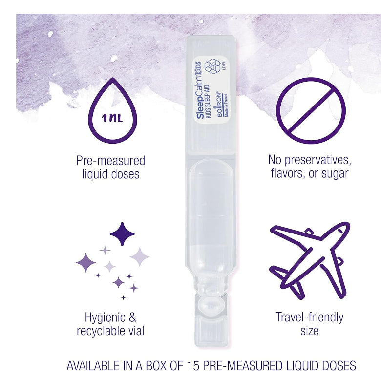 LowCostPH| Boiron, Kids, SleepCalm Liquid Doses, 3+ Years, Melatonin-Free, 15 Pre-Measured Liquid Do