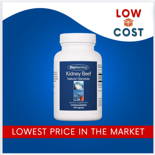 LowCostPH| Allergy Research Group, Kidney Beef, Natural Glandular, 100 Vegicaps