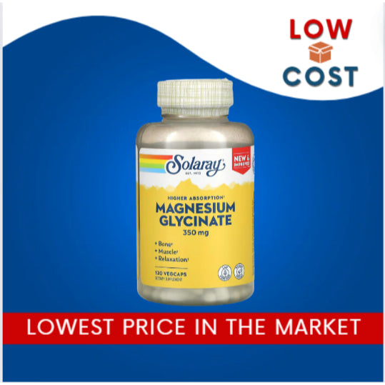 LowCostPh | Solaray, High Absorption Magnesium Glycinate, 350mg, 120VegCap, Bone, Muscle, Relaxation