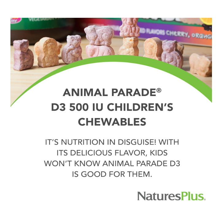 LowCost PH| NaturesPlus, Animal Parade, Vitamin D3, Black Cherry, 500 IU, 90 Animal-Shaped Tablets