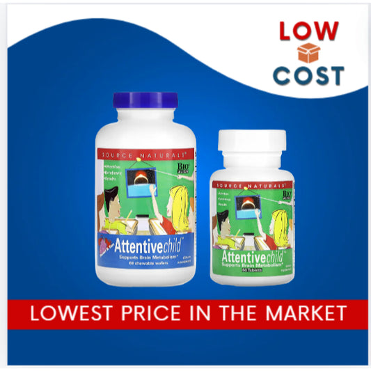LowCostPh | Source Naturals, Attentive Child, 60 Tablets, Sweet & Tart, 60 Chewable Wafers