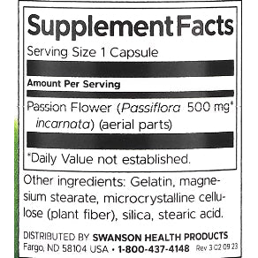 LowCost PH| Swanson, Full Spectrum Passion Flower, 500 mg, 60 Capsules