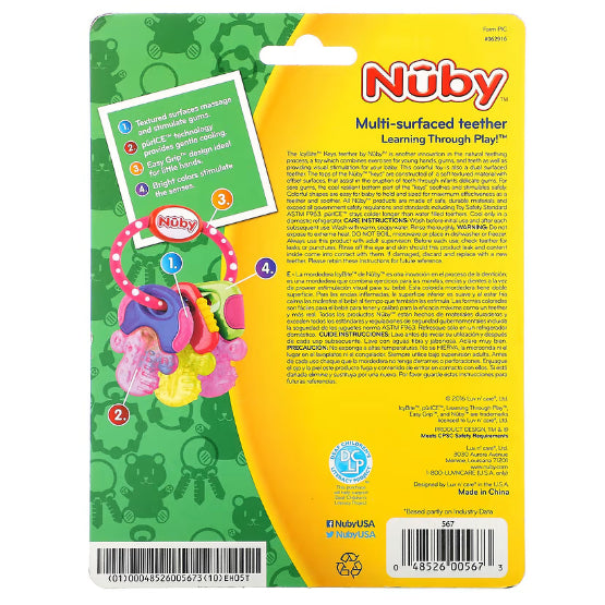 LowCostph | Nuby, Soothing Teether, IcyBite Keys, 3+ Months, Pink, 1 Teether