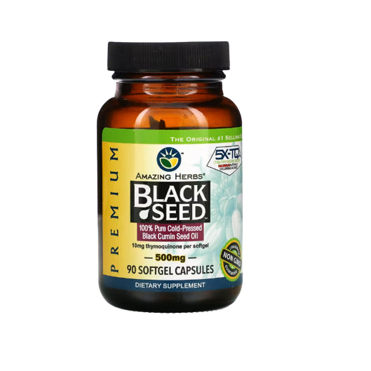 USAOnhand| Amazing Herbs, Black Seed, 100% Pure Cold-Pressed Black Cumin Seed Oil, 4 fl oz (120 ml)