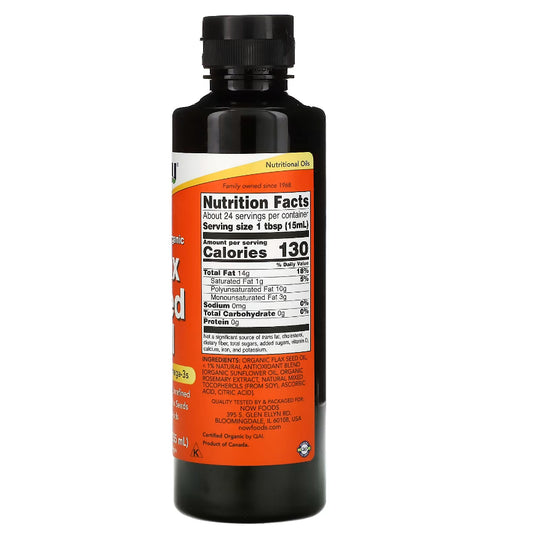 LowCostPH | NOW Foods, Certified Organic, Flax Seed Oil 24fl oz
