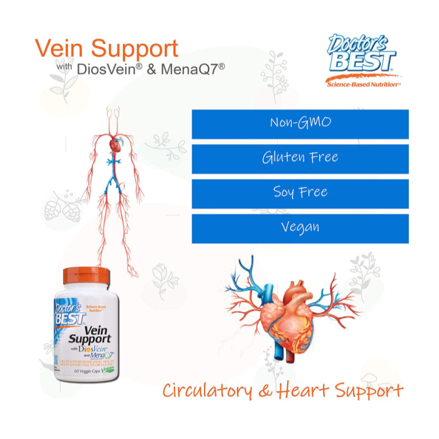 LowCostPH| Doctor's Best Vein Support with Diosvein & Menaq7, Circulation for Healthy Legs, Non-GMO,