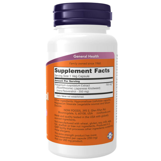 LowCostPh | NOW Foods, Resveratrol, Extra Strength Resveratrol, 350 mg, 60 Veg Capsules