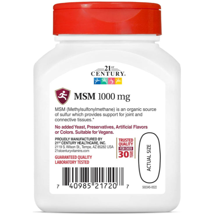 LowCostPH| 21st Century, MSM, 1,000 mg, 90 Tablets joint health. MSM (Methylsulfonylmethane)