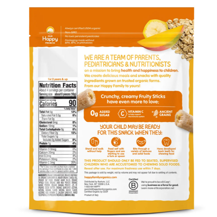 LowCostPH | Happy Tot, Fruity Sticks, Organic Banana & Mango, Organic Strawberry 2.54 oz