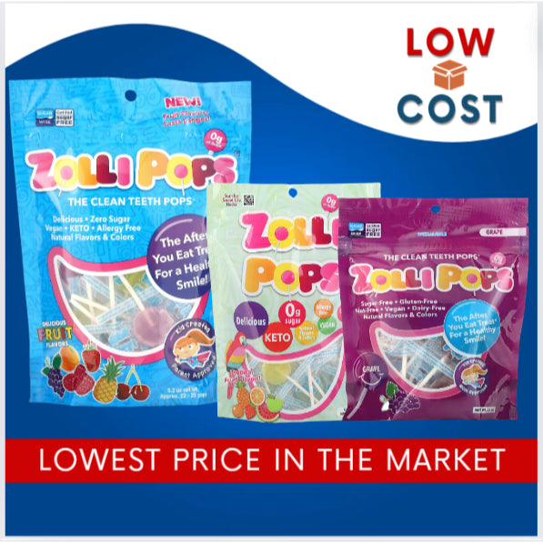 Low Cost PH | Zollipops The Clean Teeth Pops Strawberry, Orange, Raspberry, Cherry, Grape, Pineapple