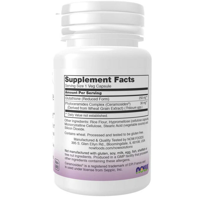LowCost PH|  NOW Foods, Solutions, Glutathione Skin Brightener, 30 Veg Capsules