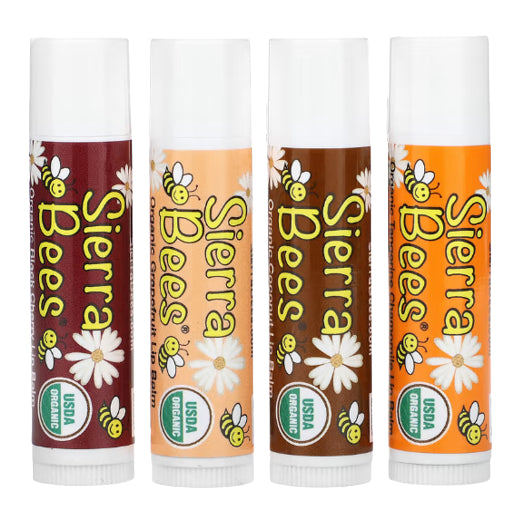 LowCostPh | Sierra Bees, Organic Lip Balm Variety Pack, 4 Pack, 0.15 oz (4.25 g) Each