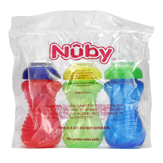 LowCostph | Nuby, Clik-it FlexStraw Cup, 12+ Months, Boy, 3 Pack, 10 oz (300 ml) Each