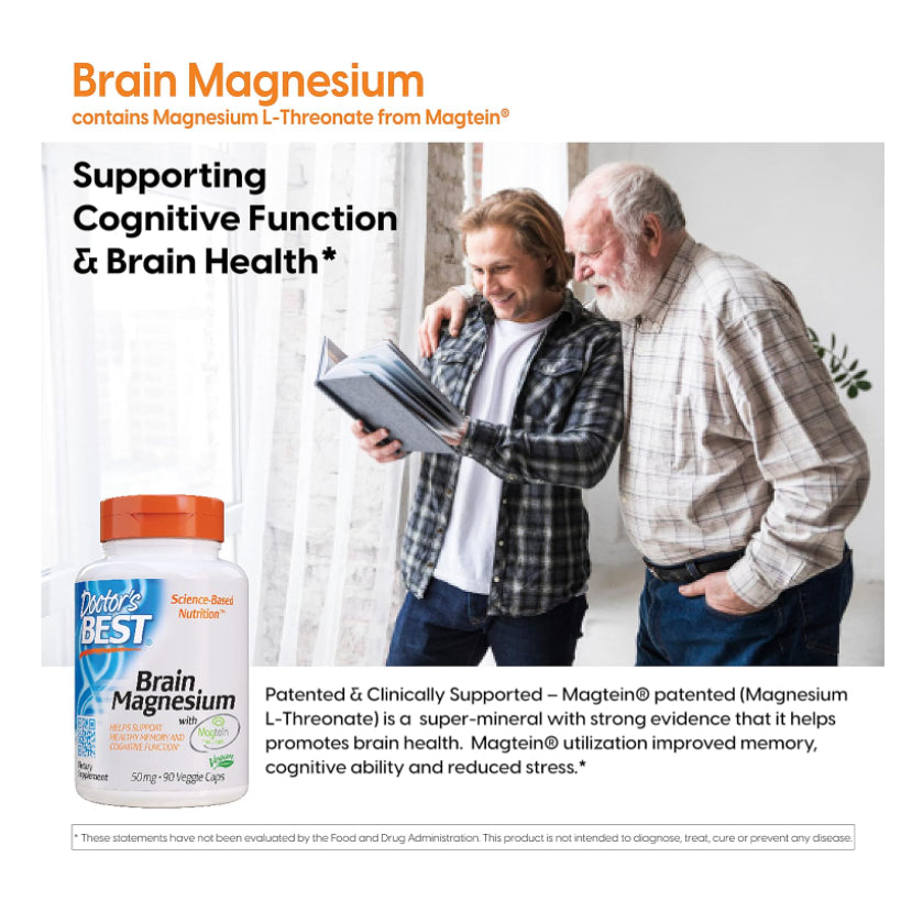 LowCostPH| Doctor's Best, Brain Magnesium with Magtein, 150 mg, 90 Veggie Caps (50 mg per Capsule)